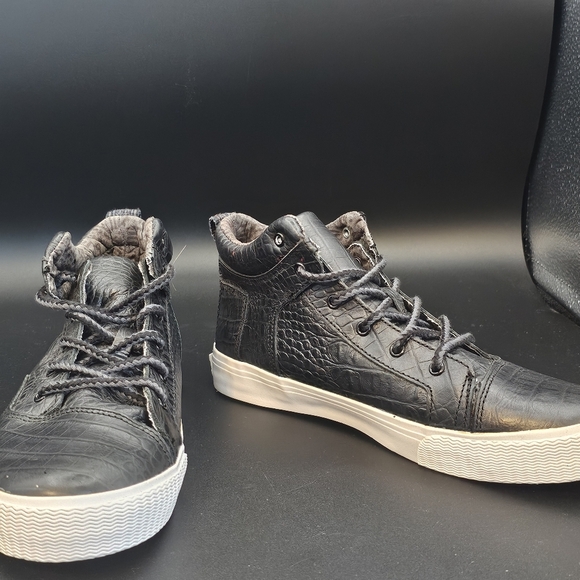 Toms Camila Black Croc Embossed Leather Hi-top - Picture 9 of 12